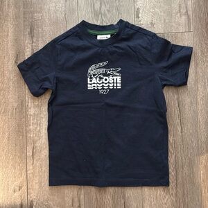 Lacoste Boys Crew Neck Crocodile Lettering T-Shirt Tee - Navy Blue